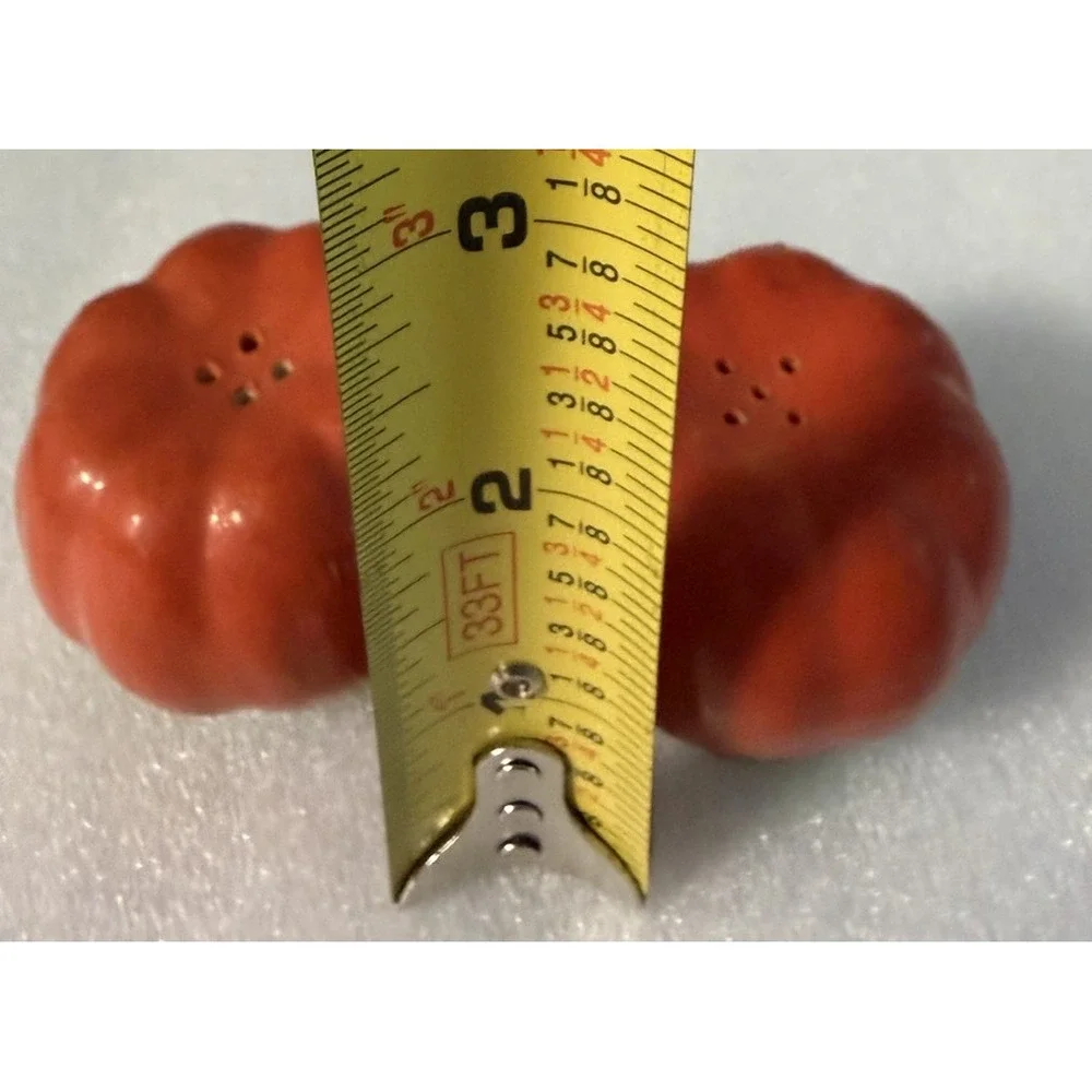 Vintage Japan Tomato Salt Pepper Shakers Ceramic Red Cork Stoppers MCM